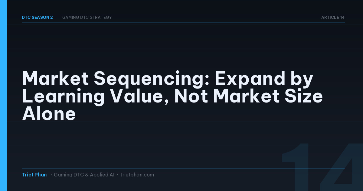 Market Sequencing: Expand by Learning Value, Not Market Size Alone — DTC Season 2